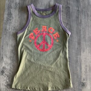 Peace Sign Kids Tank Top - Green and Purple